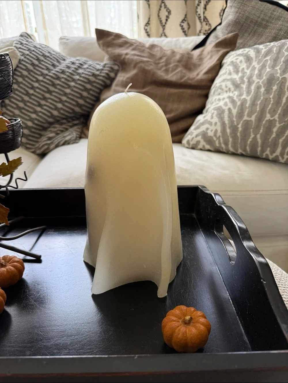 Retired Pottery Barn Frosted White Ghost candle